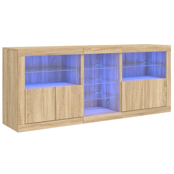 vidaXL skænk med LED-lys 162x37x67 cm sonoma-eg