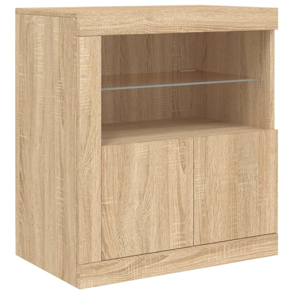 vidaXL skænk med LED-lys 162x37x67 cm sonoma-eg