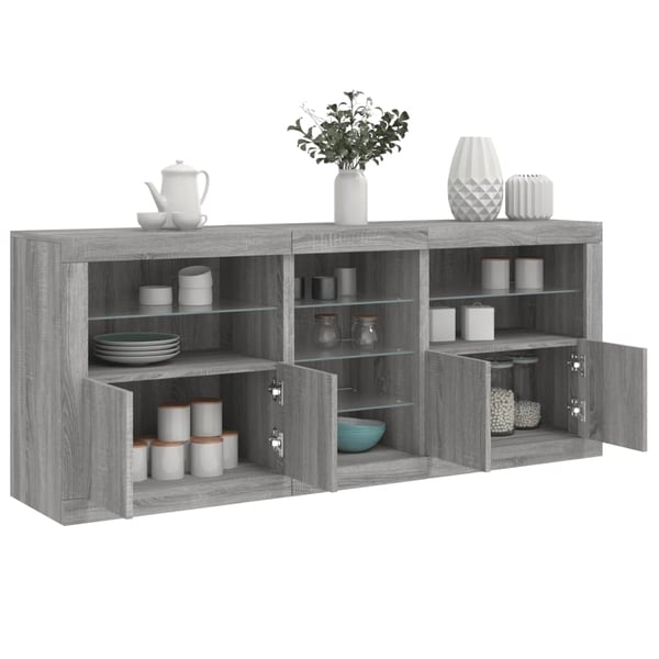 vidaXL Senkki LED-valoilla harmaa Sonoma 181,5x37x67 cm
