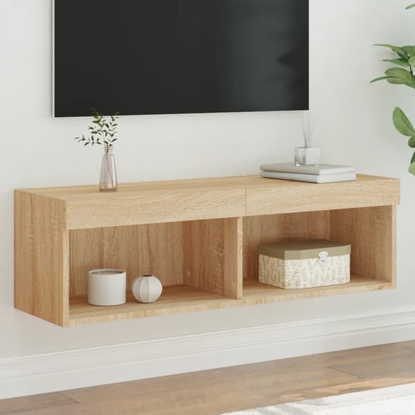 vidaXL TV-benker med LED-lys 2 stk sonoma eik 100x30x30 cm