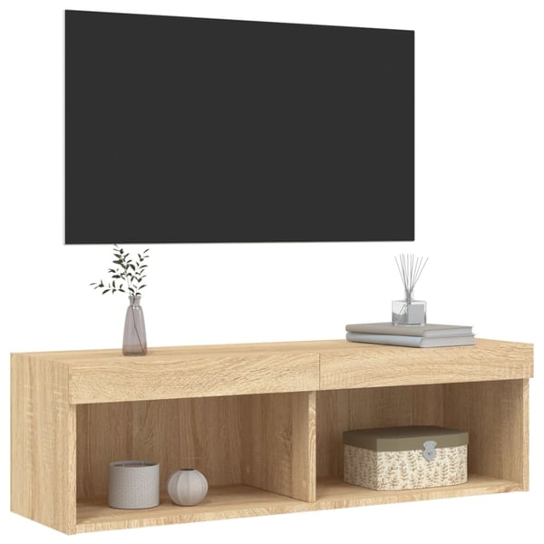 vidaXL TV-benker med LED-lys 2 stk sonoma eik 100x30x30 cm