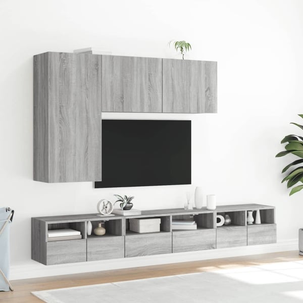vidaXL Veggmontert TV-benk grå sonoma 100x30x41 cm