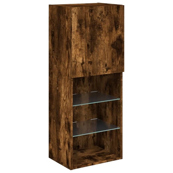 vidaXL TV-benk med LED-lys røkt eik 40,5x30x102 cm