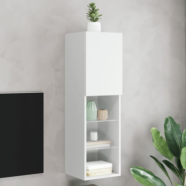 vidaXL TV-benk med LED-lys hvit 30,5x30x102 cm
