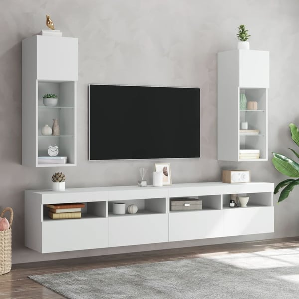 vidaXL tv-bord med LED-lys 30,5x30x90 cm hvid