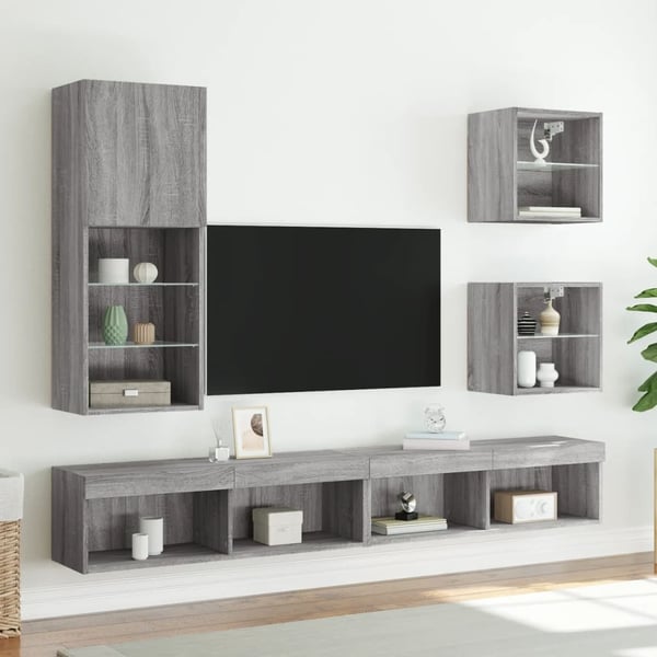 vidaXL TV-kaappi LED-valoilla harmaa Sonoma 40,5x30x102 cm