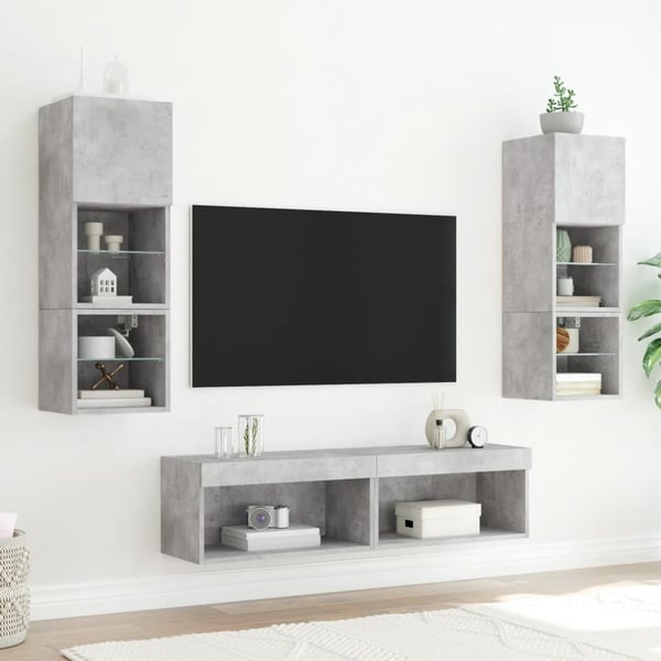 vidaXL TV-benk med LED betonggrå 60x30x30 cm