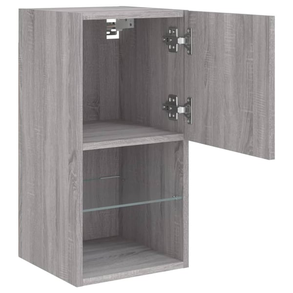 vidaXL TV-benker med LED-lys 2 stk grå sonoma 30,5x30x60 cm