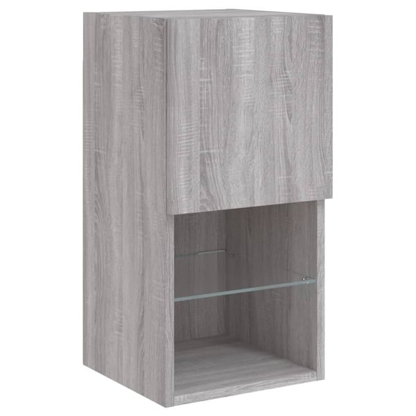 vidaXL TV-benker med LED-lys 2 stk grå sonoma 30,5x30x60 cm