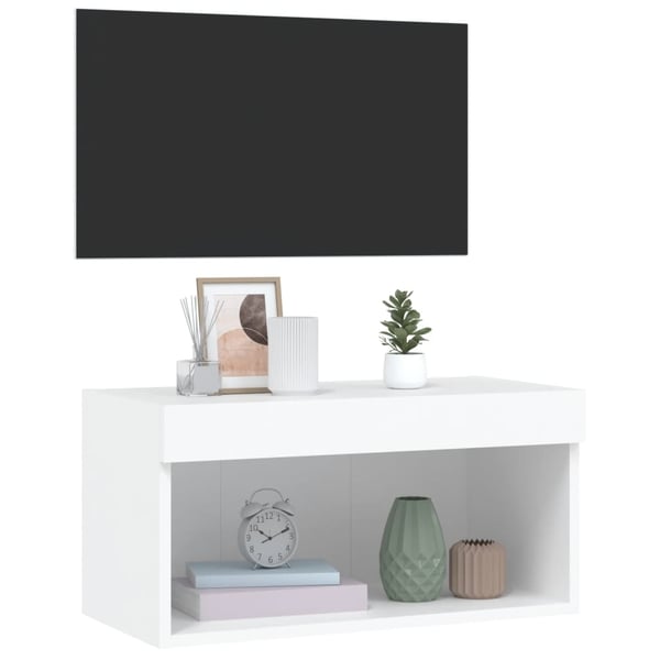 vidaXL TV-benk med LED-lys hvit 60x30x30 cm