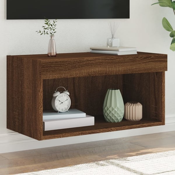 vidaXL TV-taso LED-valoilla ruskea tammi 60x30x30 cm