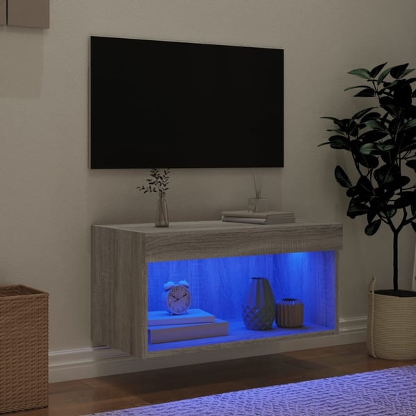vidaXL TV-benk med LED grå sonoma 60x30x30 cm