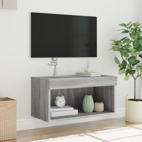 vidaXL TV-benk med LED grå sonoma 60x30x30 cm