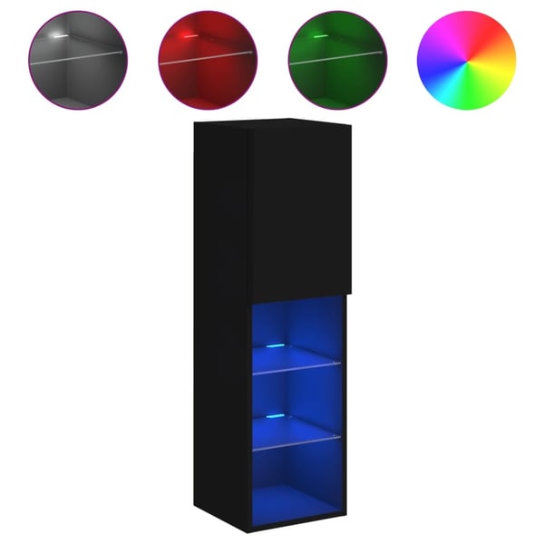 vidaXL tv-bord med LED-lys 30,5x30x102 cm sort