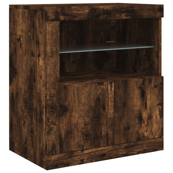 vidaXL Skänk med LED-belysning rökfärgad ek 283x37x67 cm