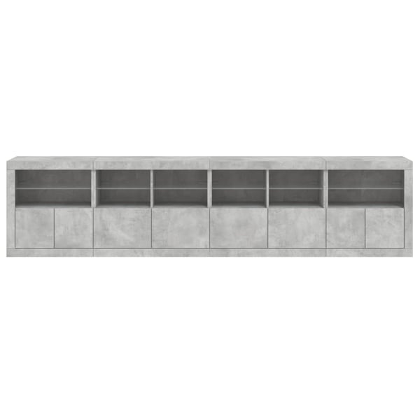 vidaXL Skjenk med LED-lys betonggrå 283x37x67 cm