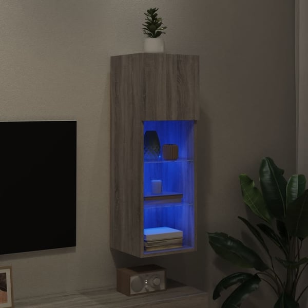 vidaXL TV-benk med LED-lys grå sonoma 30,5x30x90 cm