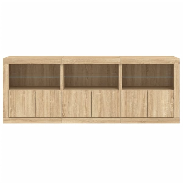 vidaXL skænk med LED-lys 181,5x37x67 cm sonoma-eg
