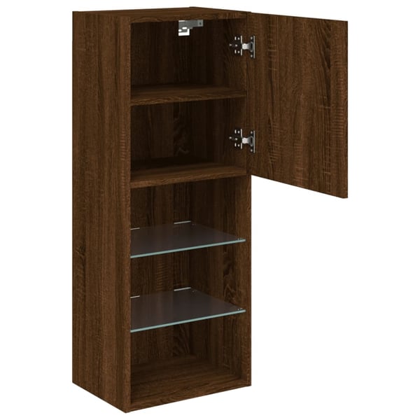 vidaXL TV-benk med LED-lys brun eik 40,5x30x102 cm