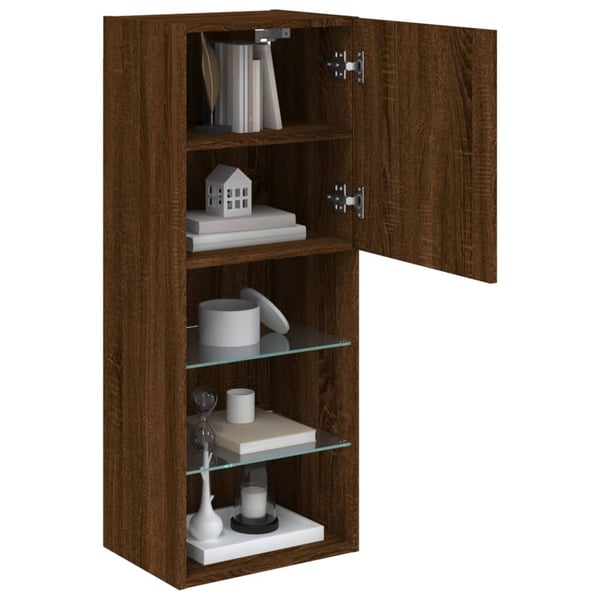 vidaXL TV-benk med LED-lys brun eik 40,5x30x102 cm