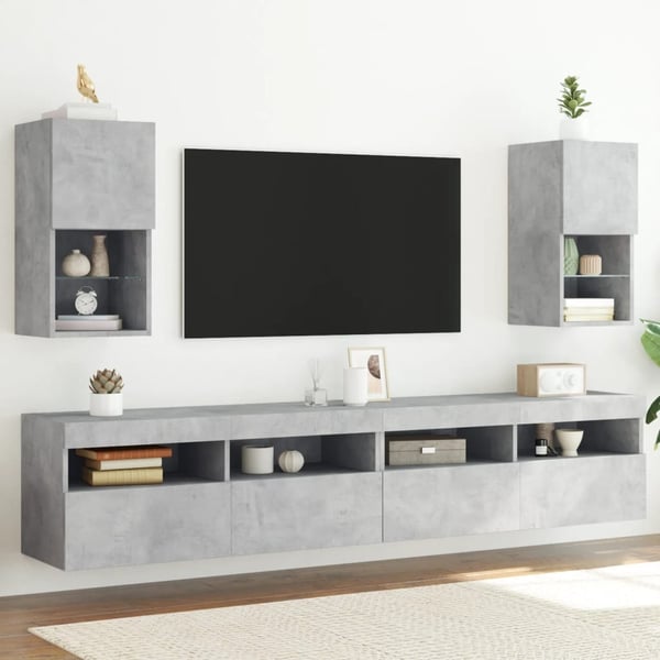 vidaXL TV-kaapit LED-valoilla 2 kpl betoninharmaa 30,5x30x60 cm