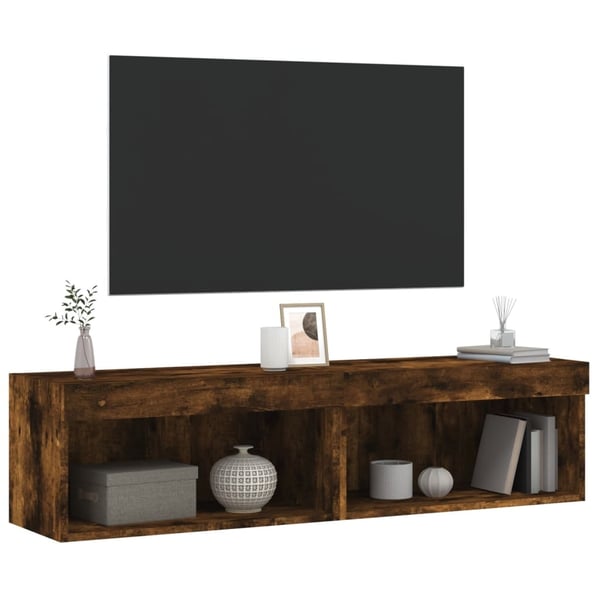 vidaXL TV-benker med LED-lys 2 stk røkt eik 60x30x30 cm