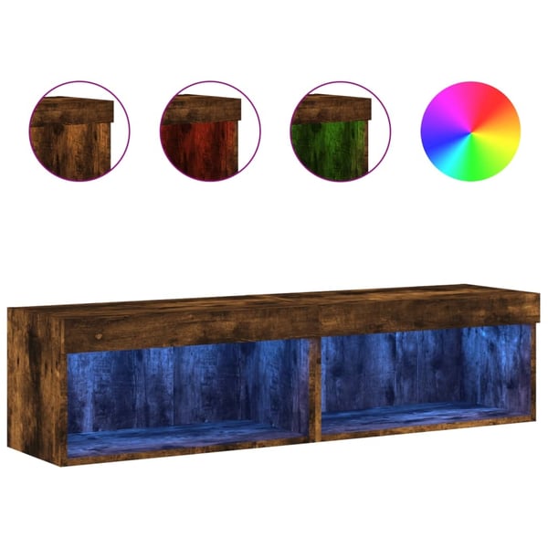vidaXL TV-benker med LED-lys 2 stk røkt eik 60x30x30 cm