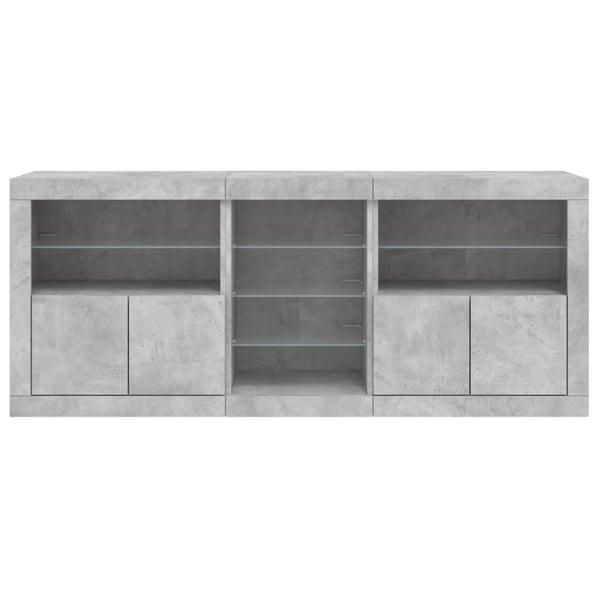 vidaXL Skjenk med LED-lys betonggrå 181,5x37x67 cm