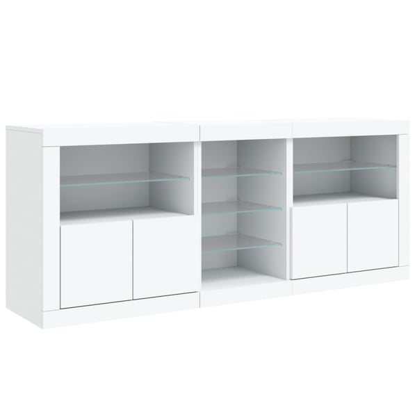 vidaXL Skjenk med LED-lys hvit 181,5x37x67 cm