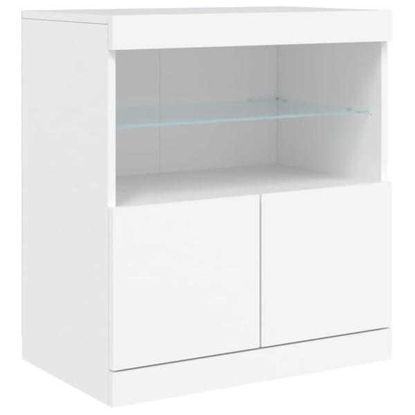 vidaXL skænk med LED-lys 181,5x37x67 cm hvid