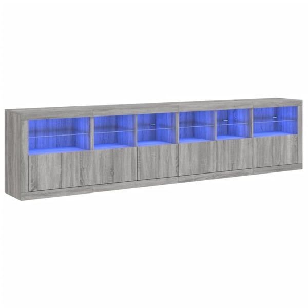 vidaXL Senkki LED-valoilla harmaa Sonoma 283x37x67 cm