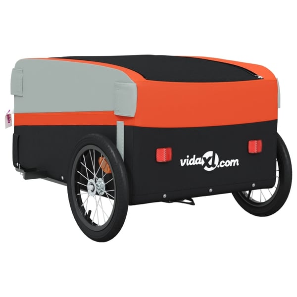 vidaXL cykelanhænger 45 kg jern sort og orange