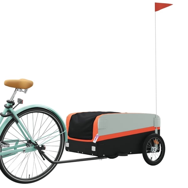 vidaXL cykelanhænger 45 kg jern sort og orange