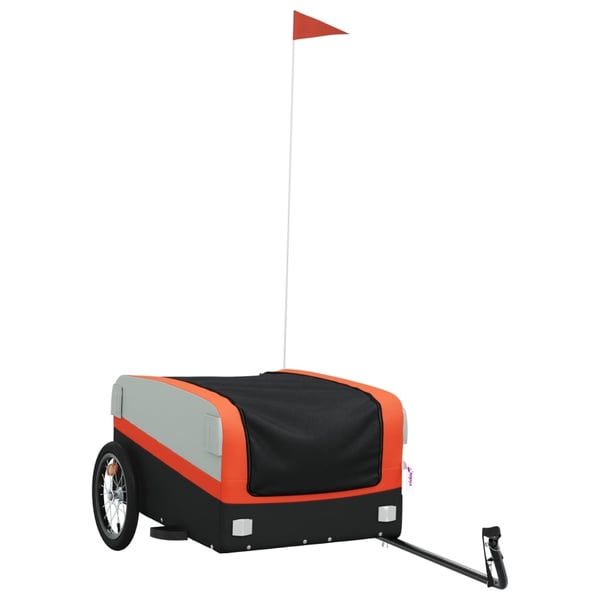 vidaXL Sykkelvogn svart og oransje 45 kg jern