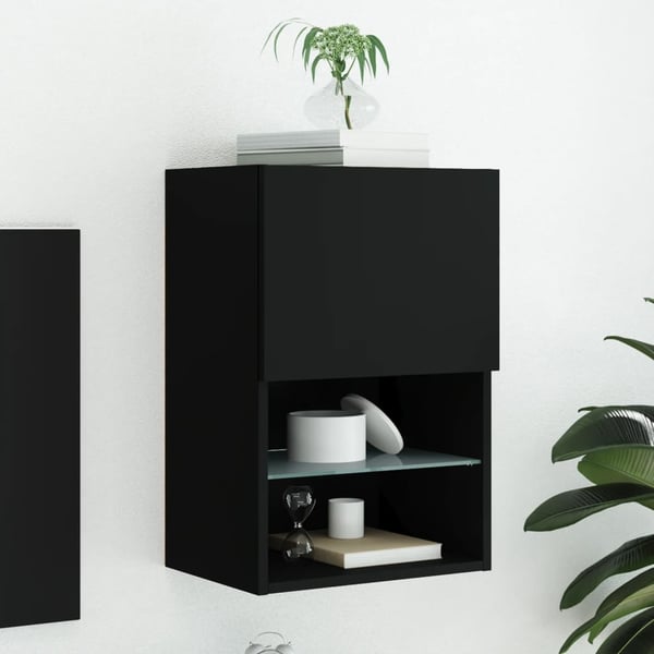 vidaXL tv-bord med LED-lys 40,5x30x60 cm sort