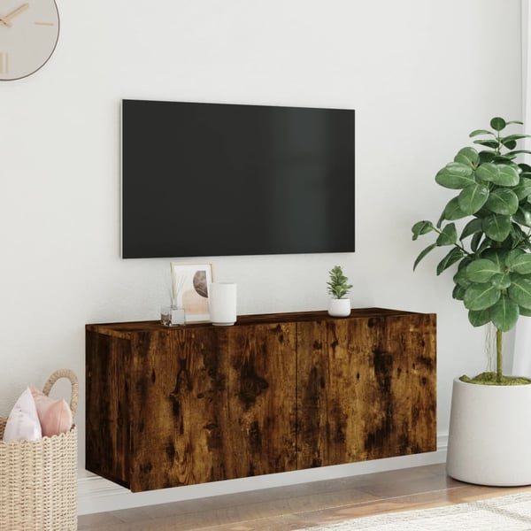 vidaXL Veggmontert TV-benk røkt eik 100x30x41 cm