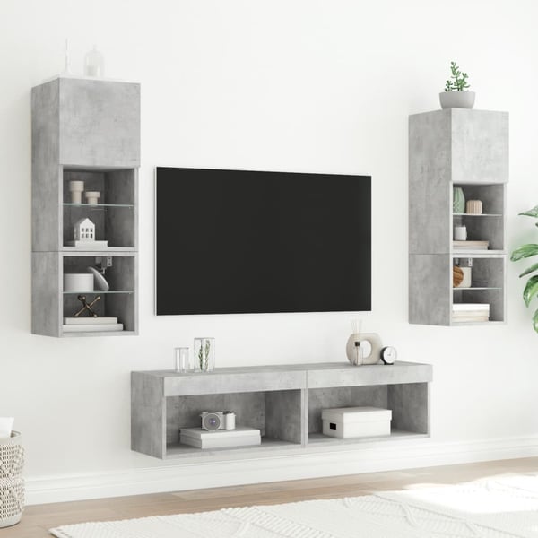 vidaXL TV-benker med LED-lys 2 stk betonggrå 60x30x30 cm