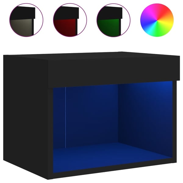 vidaXL sengeborde 2 stk. med LED-lys væghængt sort
