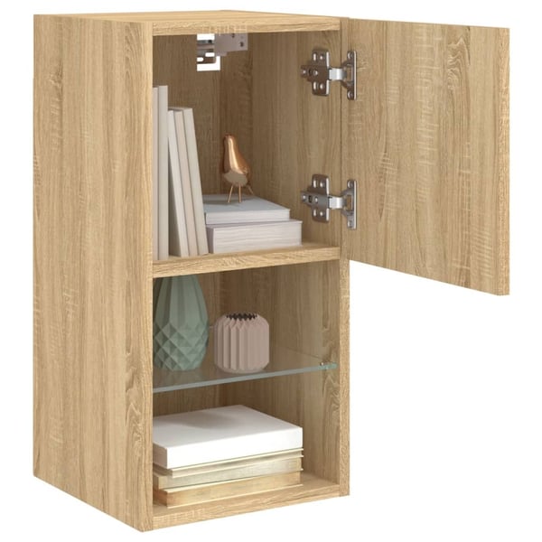 vidaXL TV-benker med LED-lys 2 stk sonoma eik 30,5x30x60 cm
