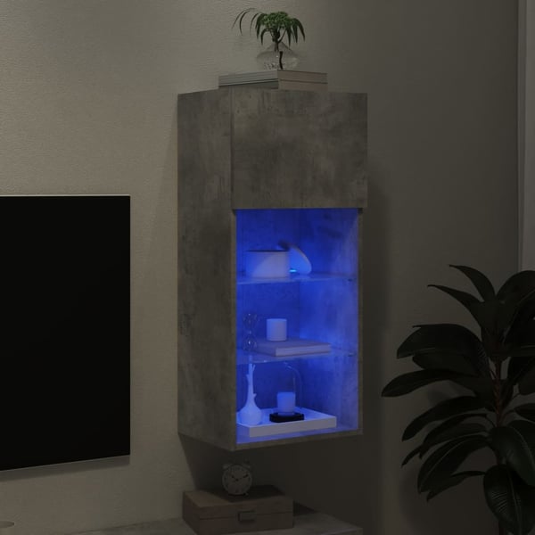 vidaXL TV-benk med LED-lys betonggrå 40,5x30x90 cm