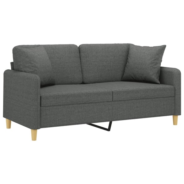 vidaXL 2-sits soffa med prydnadskuddar mörkgrå 140 cm tyg
