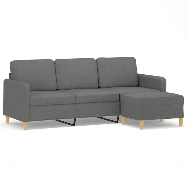 vidaXL 3-personers sofa med fodskammel 180 cm stof Mørkegrå