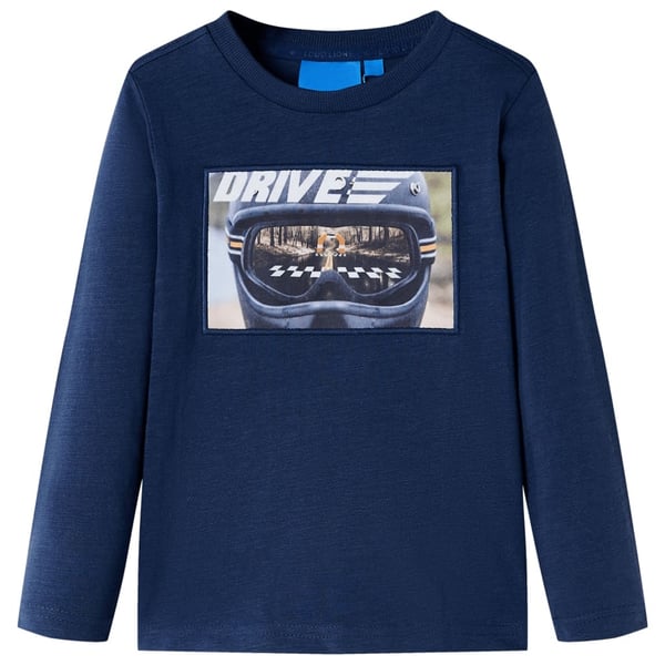 vidaXL Langærmet T-shirt til børn str. 104 blåmeleret