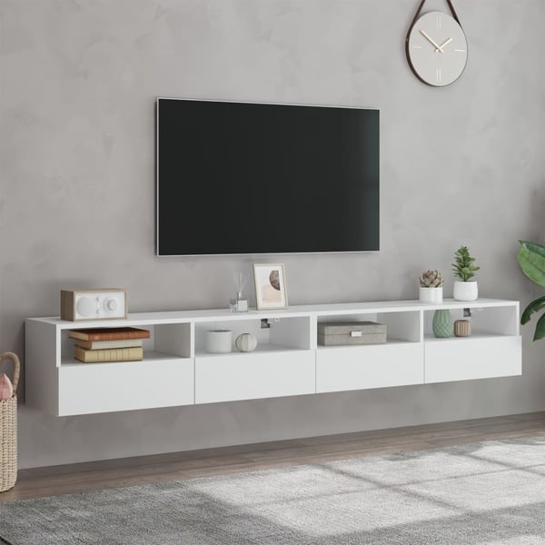 vidaXL TV-seinäkaapit 2 kpl valkoinen 100x30x30 cm tekninen puu