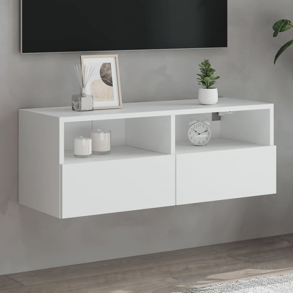 vidaXL Vegghengt TV-benk hvit 80x30x30 cm konstruert tre