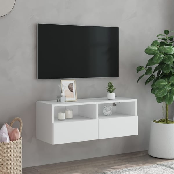 vidaXL Vegghengt TV-benk hvit 80x30x30 cm konstruert tre