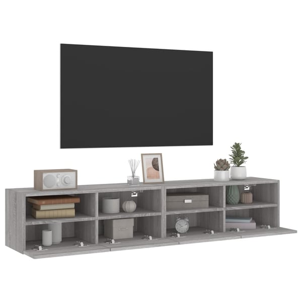 vidaXL Vegghengt TV-benk 2 stk grå sonoma 80x30x30 cm konstruert tre