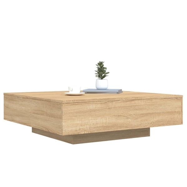 vidaXL Salongbord med LED-lys sonoma eik 100x100x31 cm