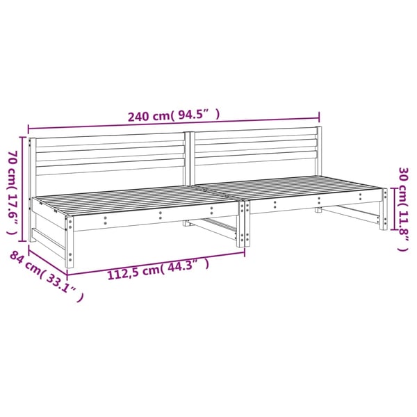 vidaXL midtermoduler til havesofa 2 stk. 120x80 cm massivt fyr grå