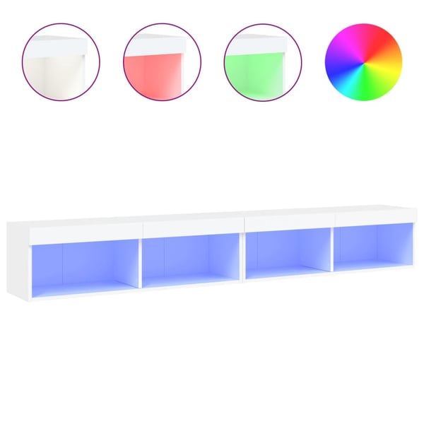 vidaXL TV-benker med LED-lys 2 stk hvit 100x30x30 cm